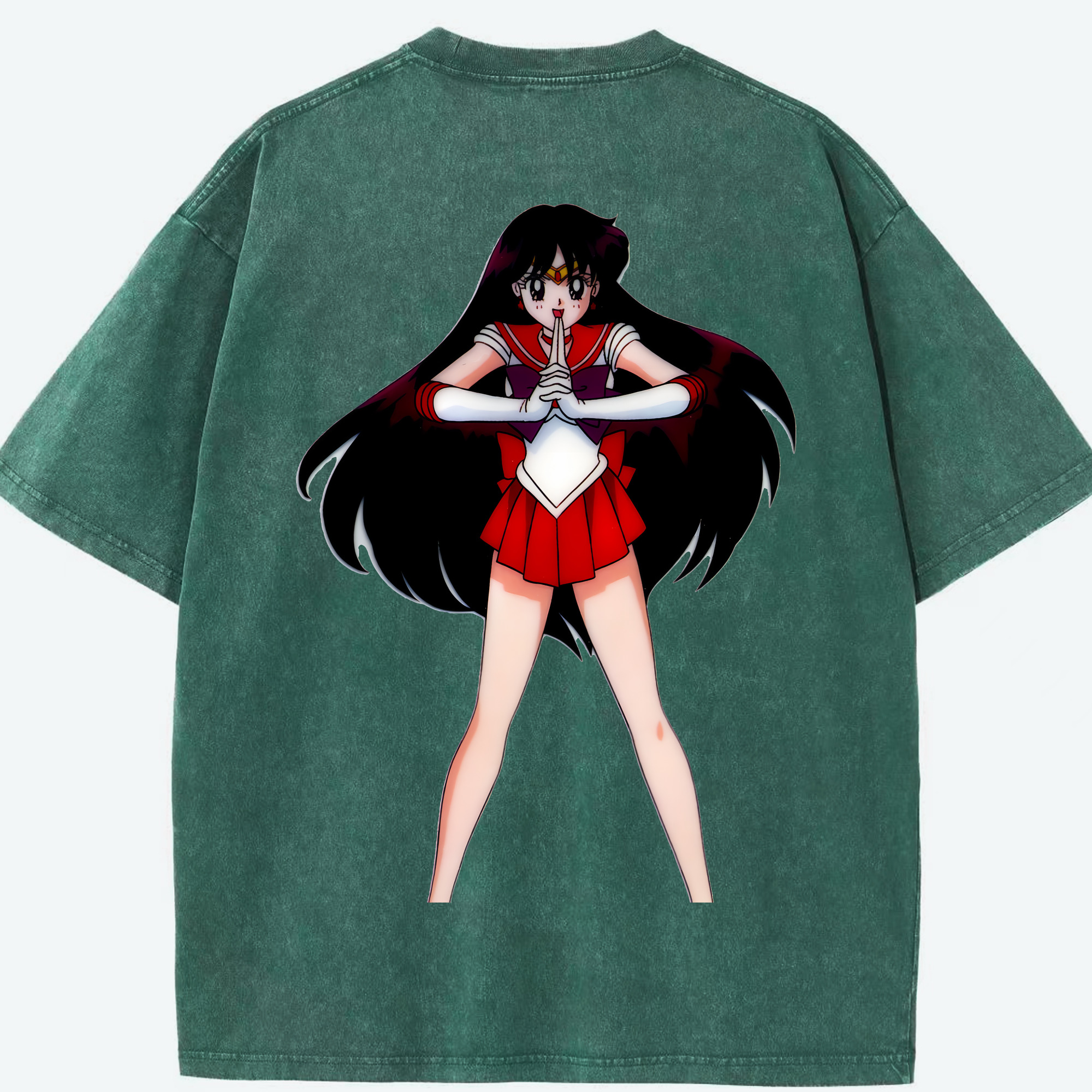 （画像用） 美少女戦士セーラームーン 火野レイ ひの レイ Sailor Moon Hino Rei （セーラーマーズ,Sailor Mars） 綿100% ヴィンテージ風 半袖Tシャツ（背面プリント）